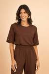 Blusa detalhe punho CHOCOLATE,